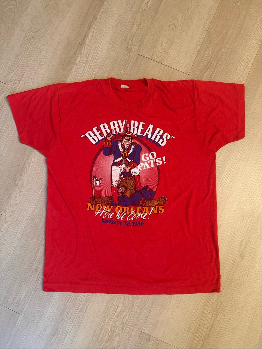 Vintage New England Patriots “Berry the Bears” 1986 Super Bowl Shirt XL
